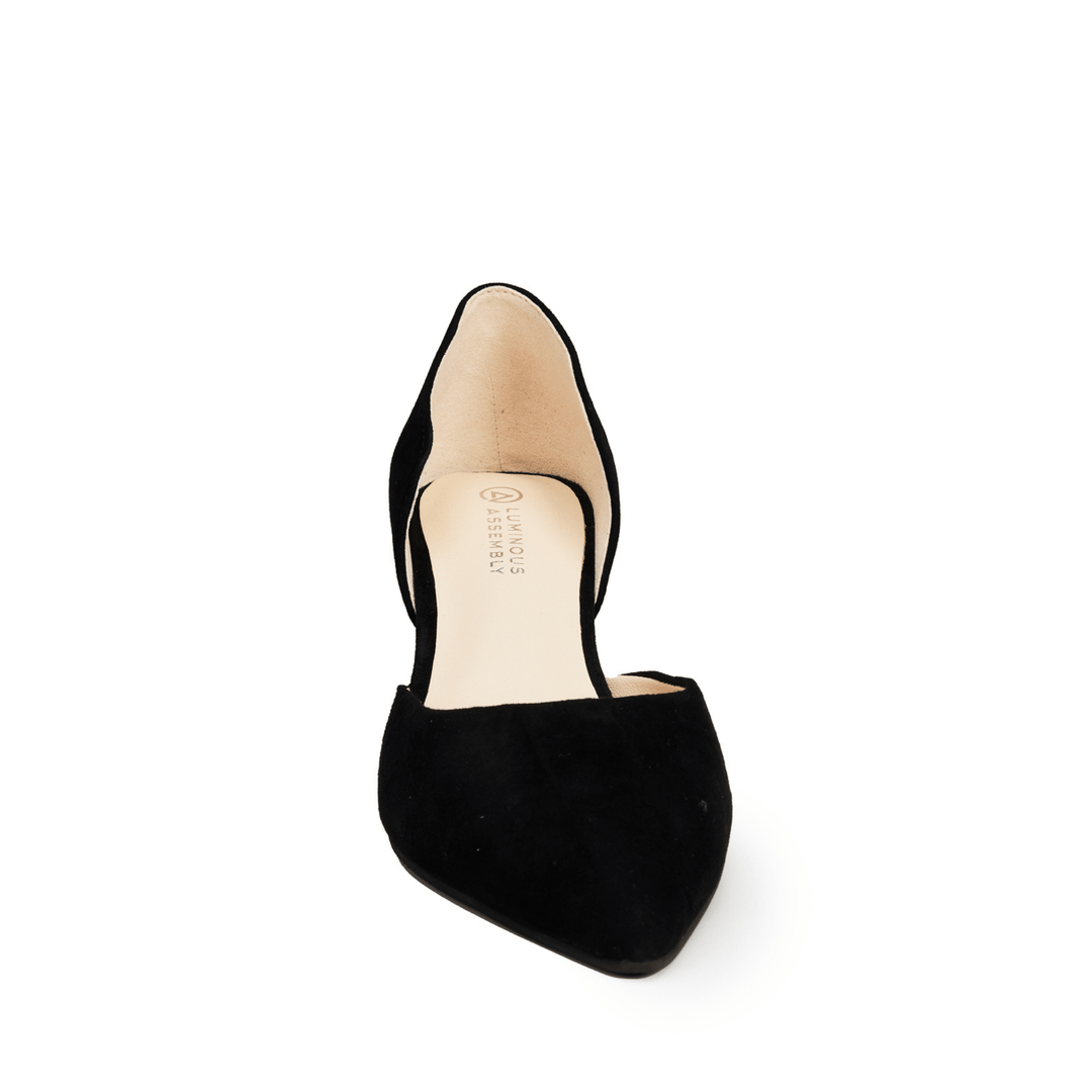 Rosa Suede Pointed Toe Low Block Heels - Luminous Assembly