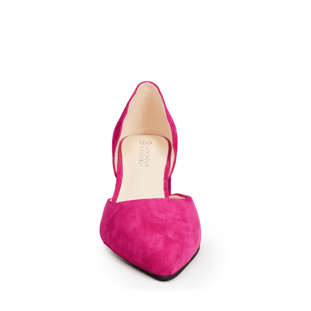Rosa Suede Pointed Toe Low Block Heels - Luminous Assembly
