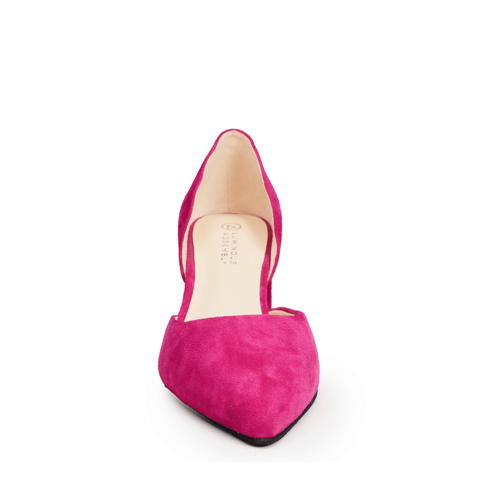 Rosa Suede Pointed Toe Low Block Heels - Luminous Assembly
