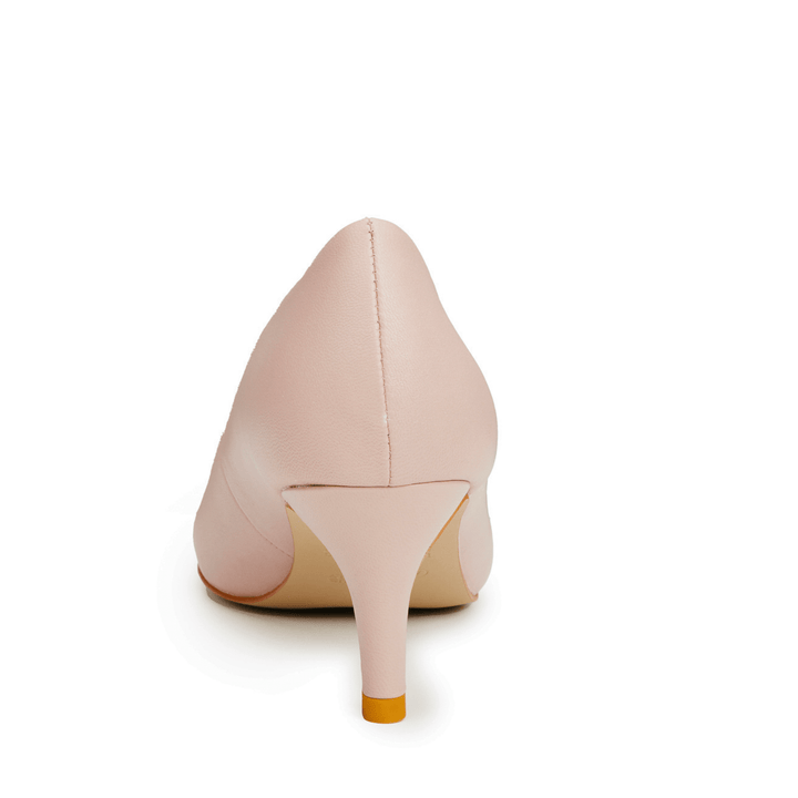 Zara Pale Mauve (Nude) Leather Mid Heel Pointed Toe Pumps - Luminous Assembly